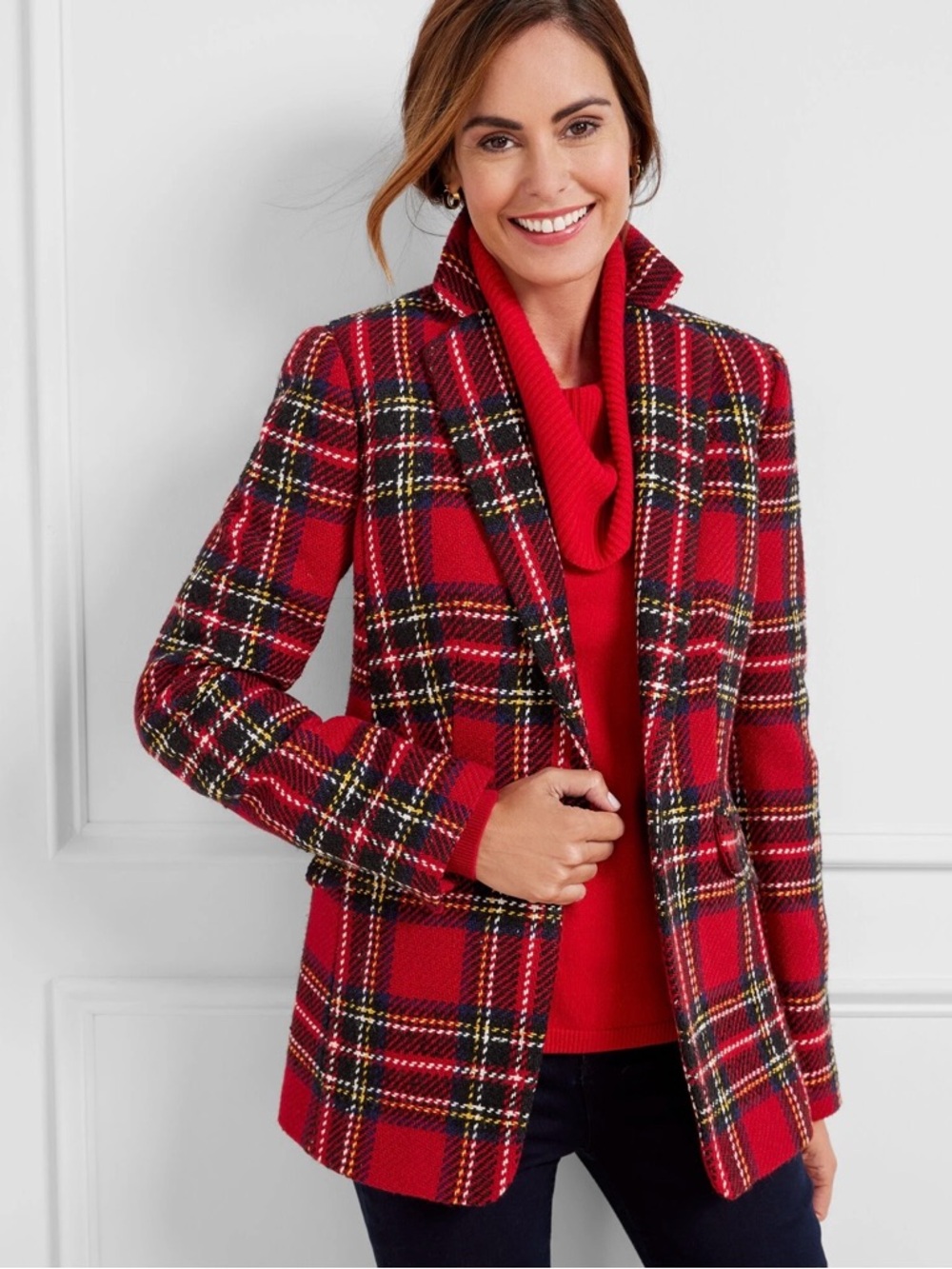 Talbots snowstorm Women’s Red Plaid Tailored Jacket